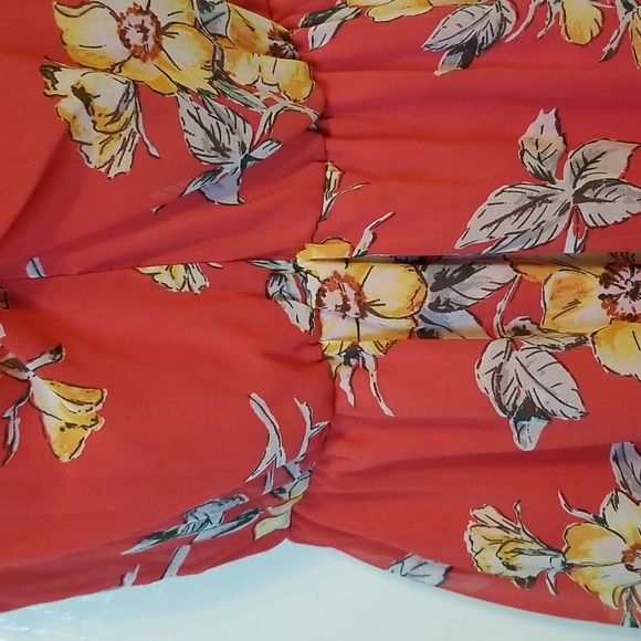 High Low Sleeveless Floral Orange Dress - Picture 2 of 13